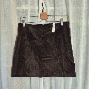 NWT Madewell Dark Brown Corduroy Mini Skirt Cotton Chocolate